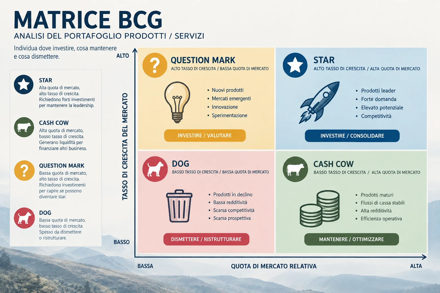 Matrice BCG: cos’è, come si interpreta e a cosa serve nel marketing strategico